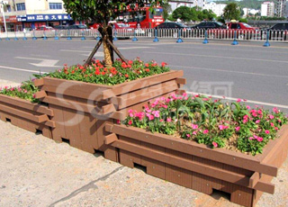 马路木塑仿木花箱/木塑塑木花箱