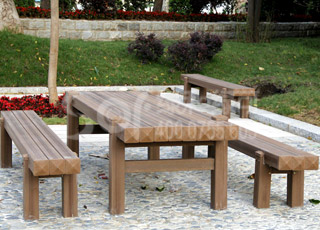 公园木塑桌椅/木塑塑木休闲椅
