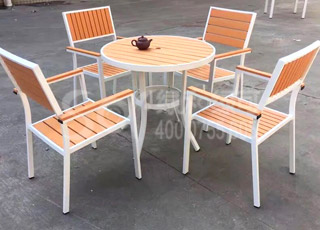 木塑小圆形配套桌椅/木塑塑木休闲椅