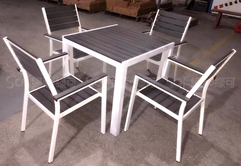 木塑正方形配套桌椅/木塑塑木休闲椅