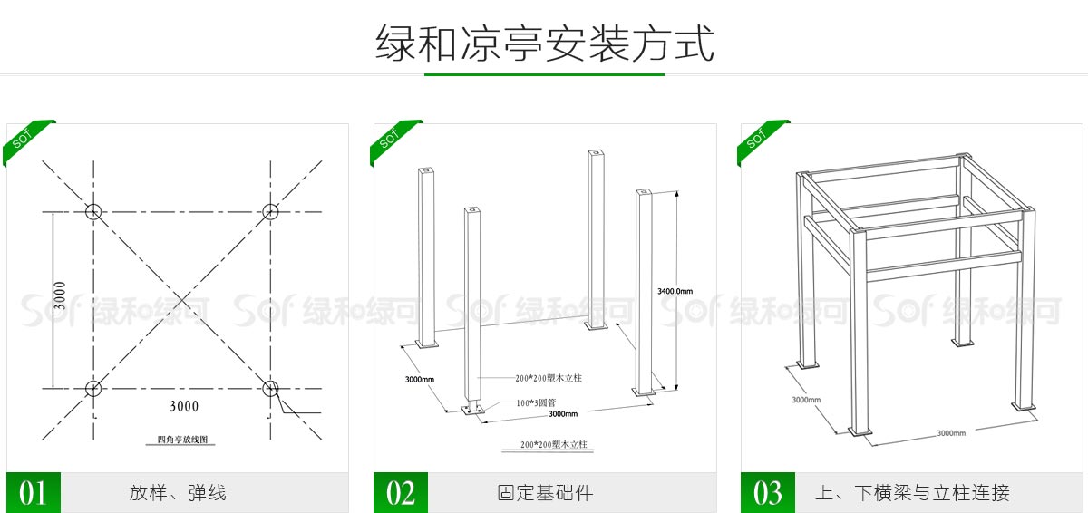 PE木塑凉亭安装方式